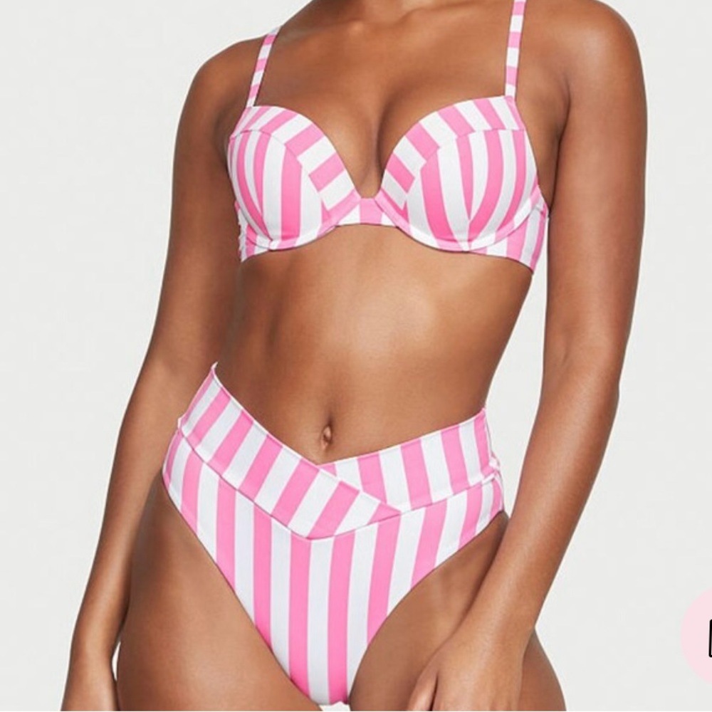 Victoria's Secret Pink and White Striped Swim Bottom